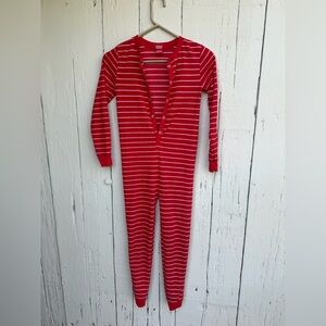 Red Striped Kids One Piece Pajamas